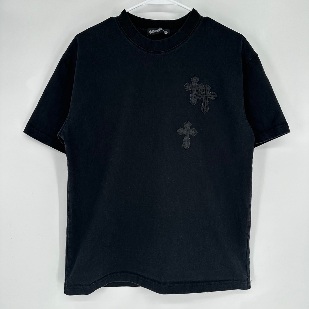 Chrome Hearts Black Triple Cross Patch Double Sided T-Shirt Small RN 97729